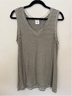 CAbi Surf Tank Green Stripe Size M EUC